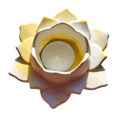 Svícen na čajovou svíčku Lotus 3. čakra žlutá