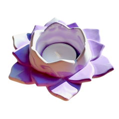 Svícen na čajovou svíčku Lotus 7. čakra fialová