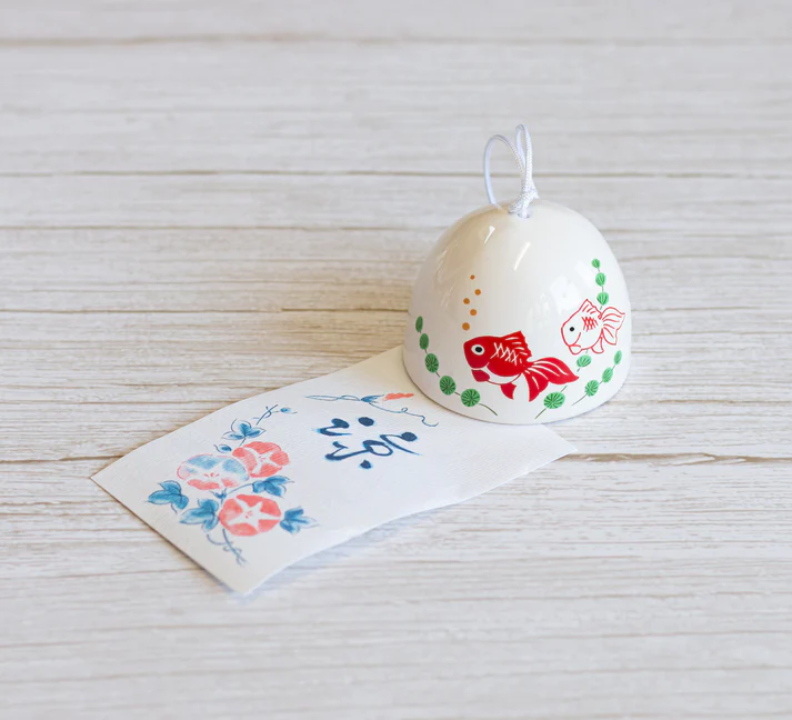 Zvonkohra Ceramic Furin Bell Feng Shui Zlatá rybka