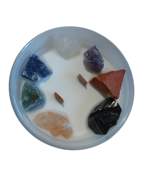 Čakrová svíčka s minerály