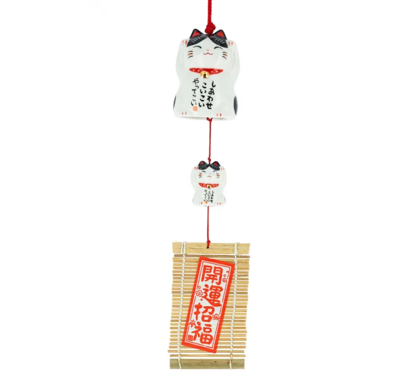 Zvonkohra Ceramic Furin Bell Maneki Neko Kuroshiro