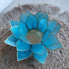 Svícen Lotos 5.čakra modrý