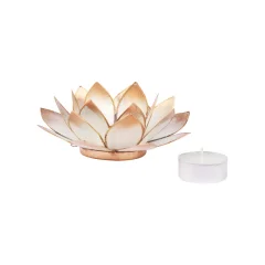 Svietnik Lotus Korunná čakra biela + zlata