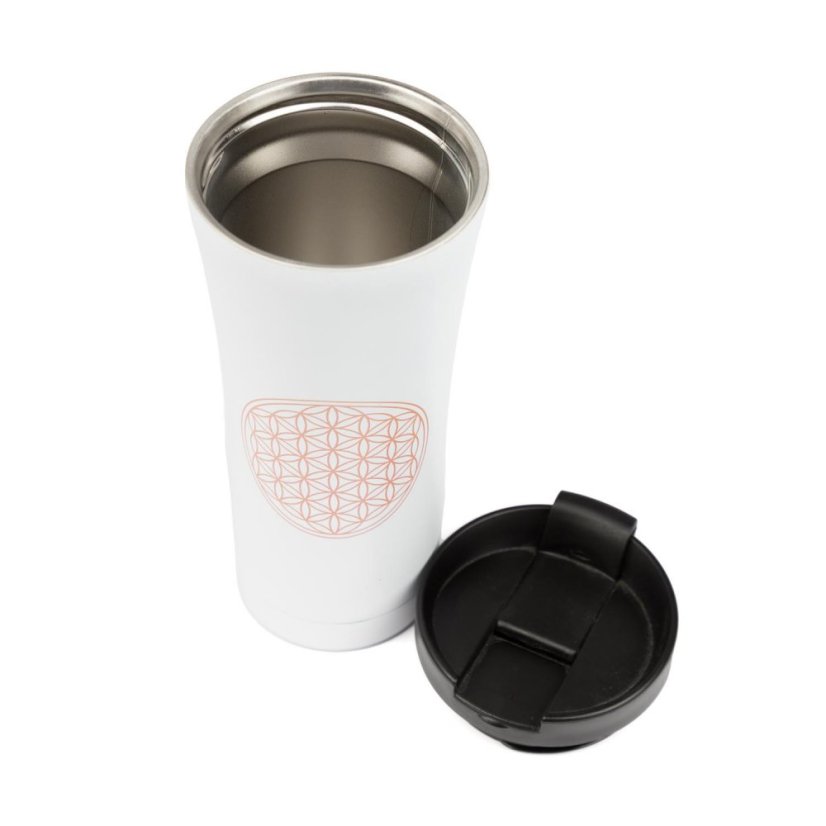 Nerezový hrnek Květ života bílý 480 ml