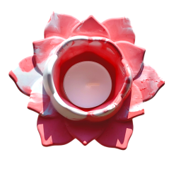 Svícen na čajovou svíčku Lotus 1. čakra červená