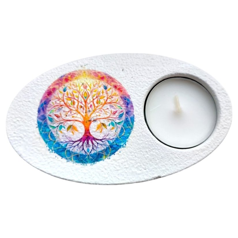 Svietnik na čajovú sviečku Barvy Stromu života