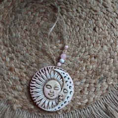 Keramický prívesok Slnko a Mesiac Ružová