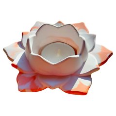Svícen na čajovou svíčku Lotus 2. čakra oranžová
