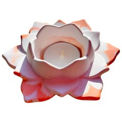 Svícen na čajovou svíčku Lotus 2. čakra oranžová