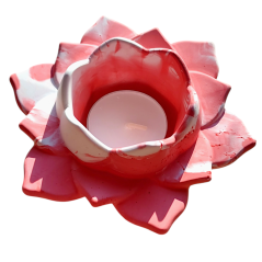 Svícen na čajovou svíčku Lotus 1. čakra červená