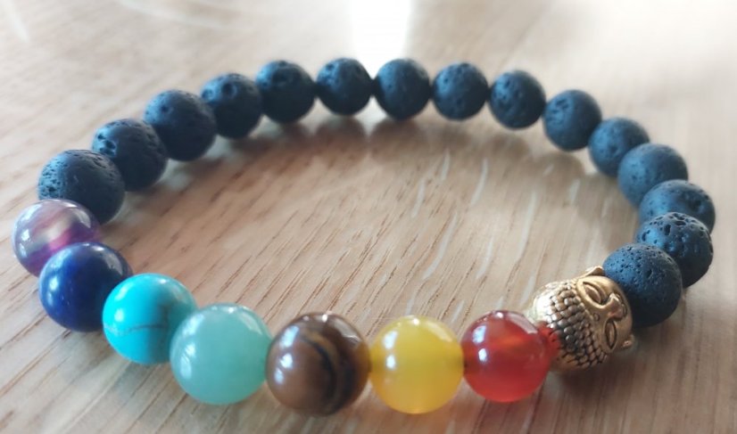 Lávový náramek Buddha čakry