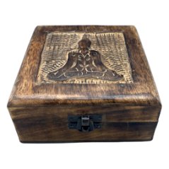 Drevená krabička Buddha 13 x 13 x 6 cm