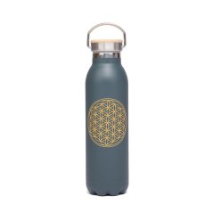Nerezová izolovaná láhev Květ života antracitová 600 ml
