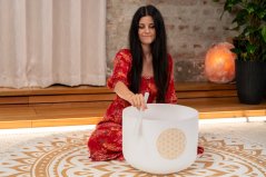 Křišťálová mísa 128 Hz 40 cm Květ života