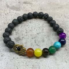 Lávový náramok Hamsa čakry
