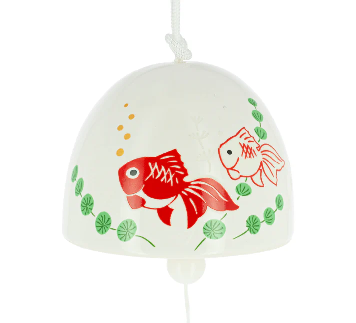 Zvonkohra Ceramic Furin Bell Feng Shui Zlatá rybka