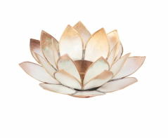 Svícen Lotos korunní čakra bílá + zlatá