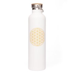 Izolovaná fľaša z nerezovej ocele Flower of Life biela 1000 ml
