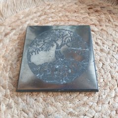 Šungit Destička Strom života 10x10cm, leštěná