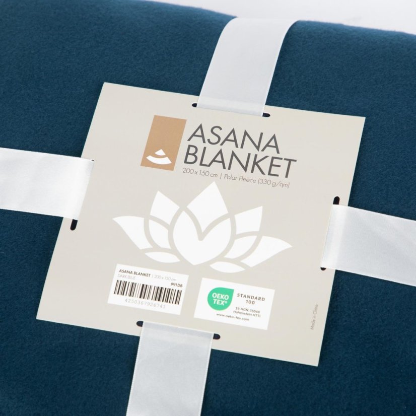 Jógová deka Asana Blanket s výšivkou LOTOS Modrá