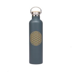 Nerezová izolovaná láhev Květ života antracitová 1000 ml