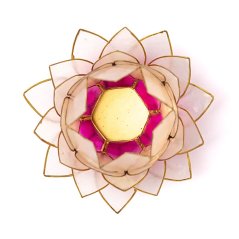 Svícen Lotos velký korunní čakra růžová - bílá