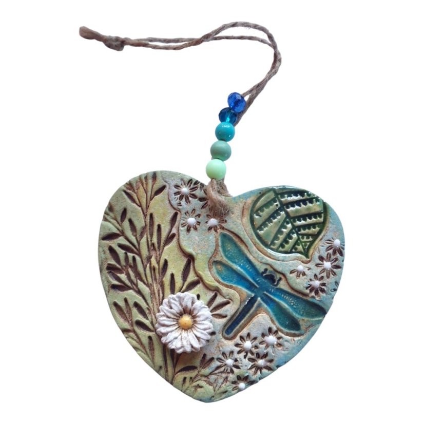 Keramický závěs Srdce Vážky menší