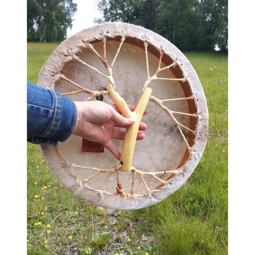 Šamanský buben Strom  40 cm se srstí