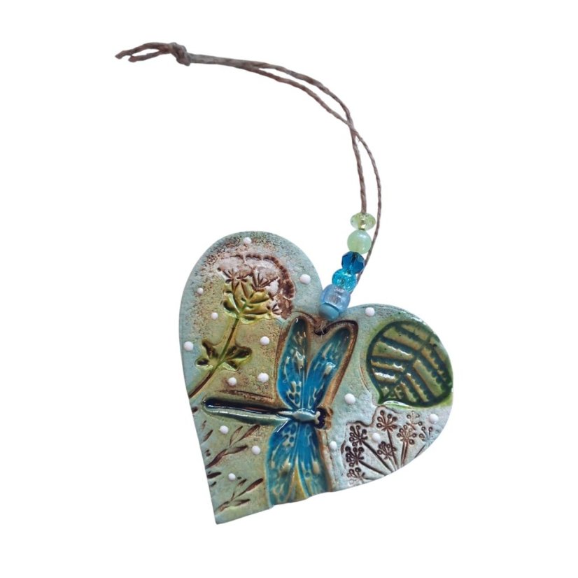 Keramický závěs Srdce Vážky menší