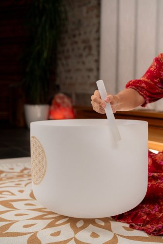 Křišťálová mísa 128 Hz 40 cm Květ života