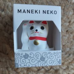 Rituální figurka Maneki Neko Shiro Štěstí