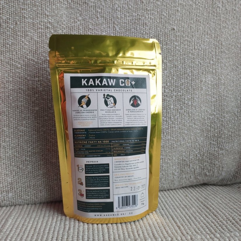 100% odrůdová čokoláda Peru 75 g