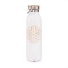 Nerezová izolovaná láhev Květ života bílá 600 ml
