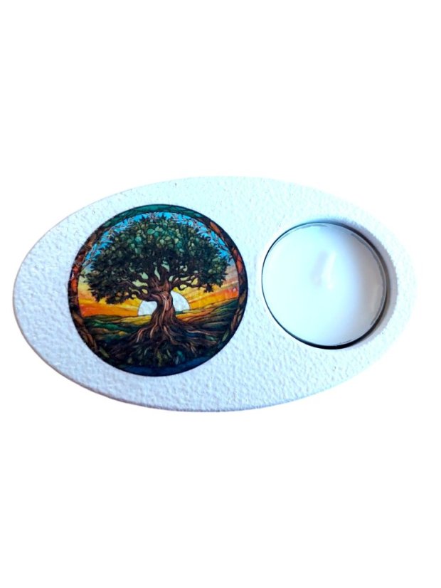 Svícen na čajovou svíčku Strom života Západ slunce