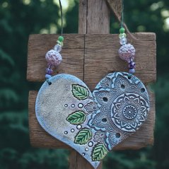 Keramický záves Mandalové srdiečko