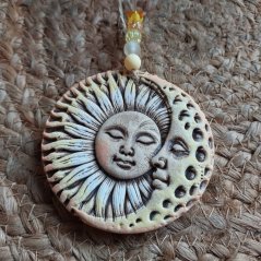 Keramický prívesok Slnko a Mesiac Žltá