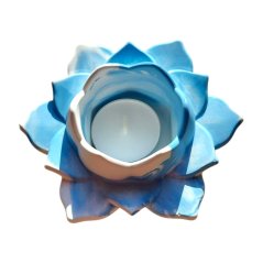 Svícen na čajovou svíčku Lotus 6. čakra modrá