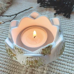 Svícen na čajovou svíčku Zlatý lotos