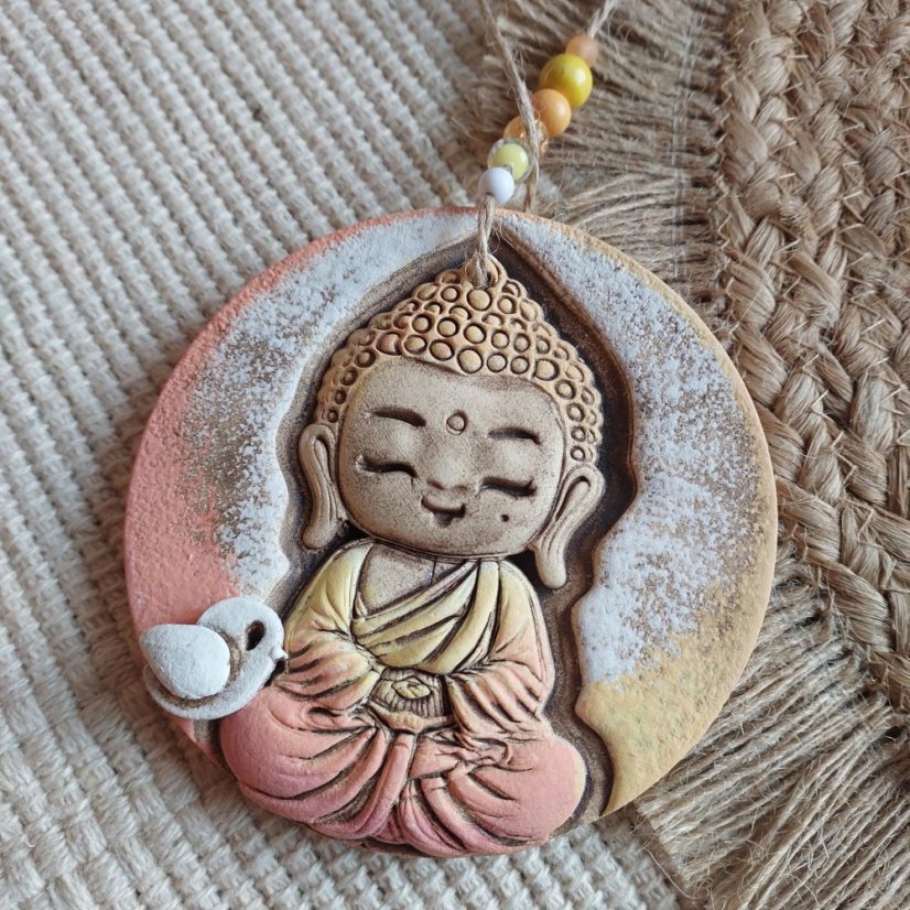 Keramický závěs Buddha oranžový