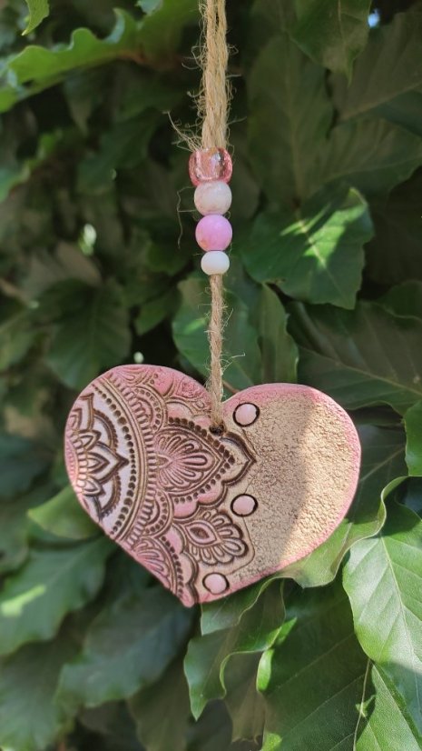 Keramický závěs Mandalové srdíčko malé - Barva: Modrá