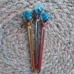 Guličkové pero s minerálom - Modrý apatit