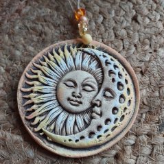 Keramický prívesok Slnko a Mesiac